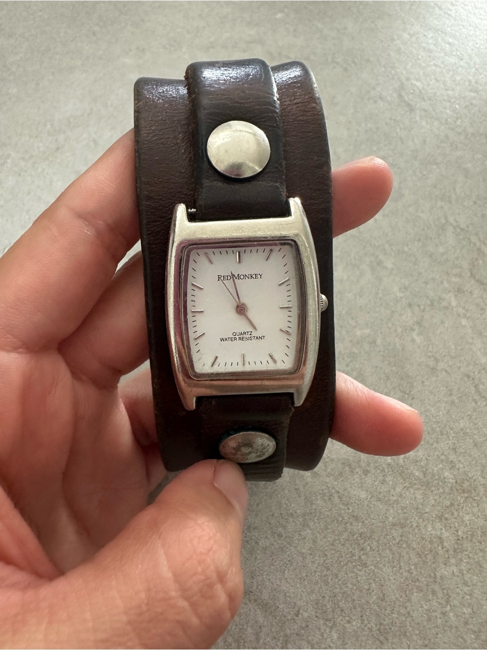 Red Monkey Brown Leather Cuff Watch